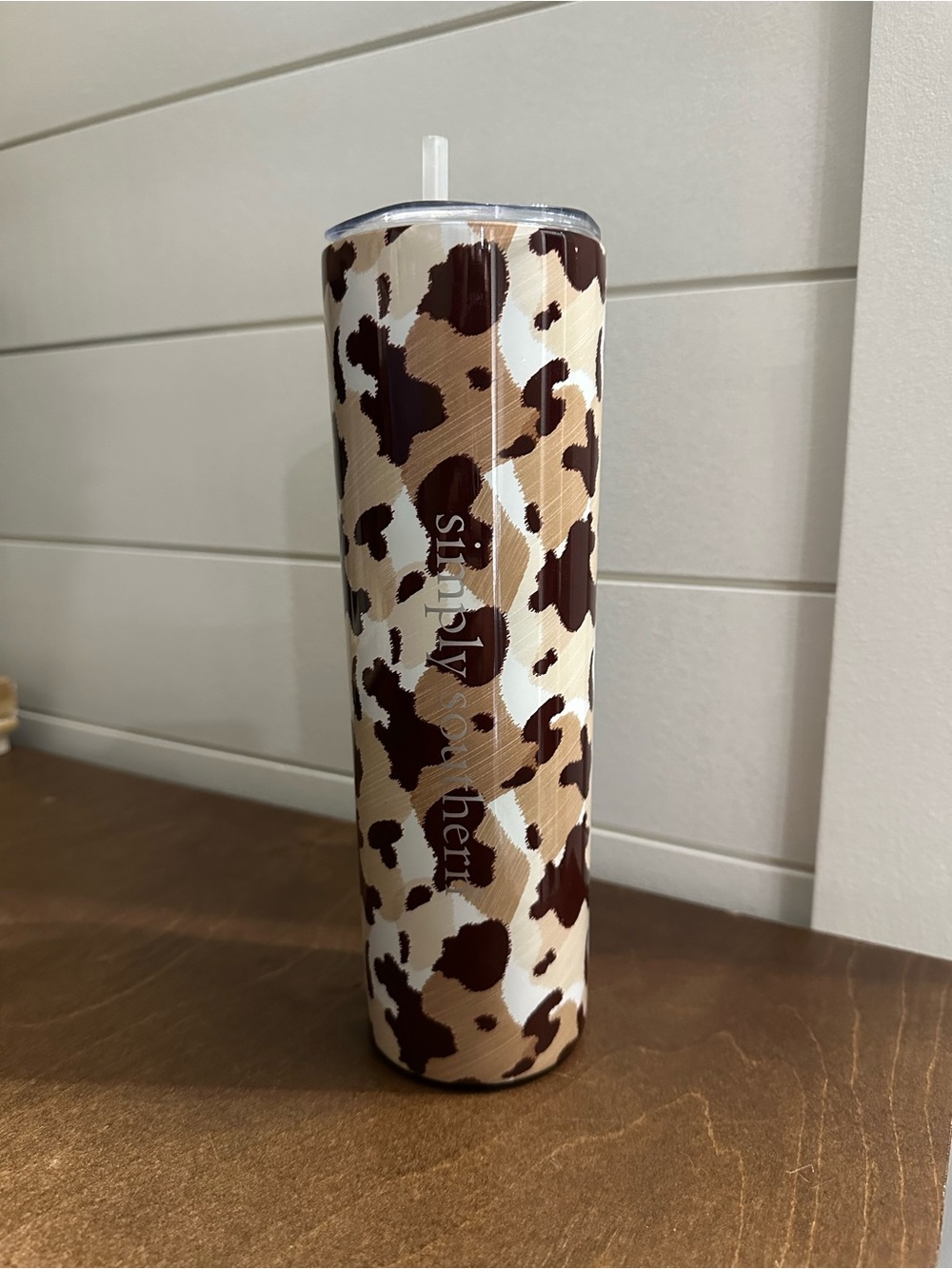 Simply Southern Cowhide Print Tumbler - Brown & Cream